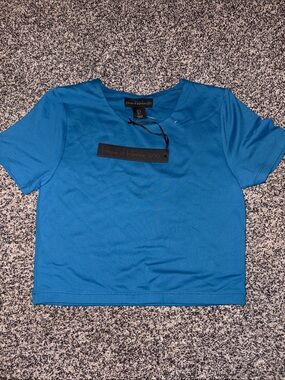 House of Harlow 1960 Bright Blue Short Sleeve Crop Top